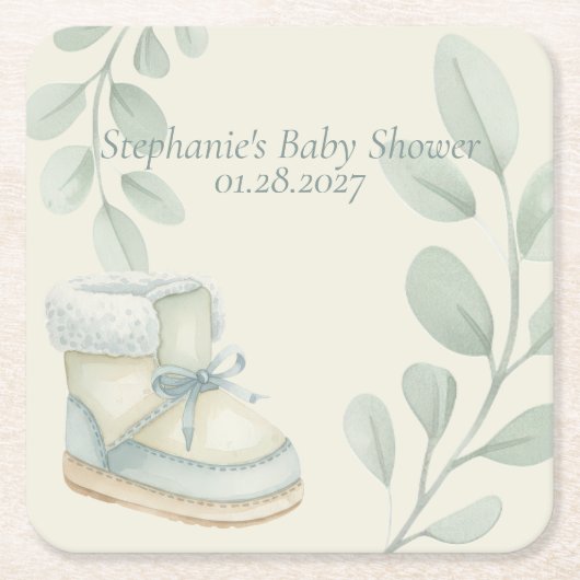 Winter Wonder Baby Shower  Kartonnen Onderzetters (Voorkant)