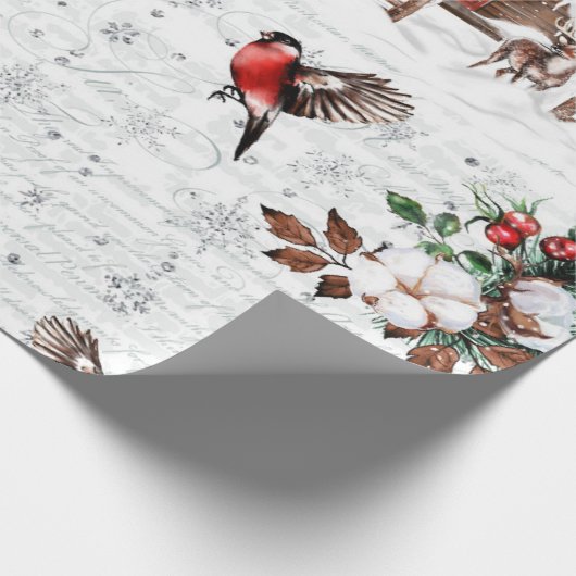 Winter Wonder Cabin Forest Bird  Cadeaupapier (Hoek)