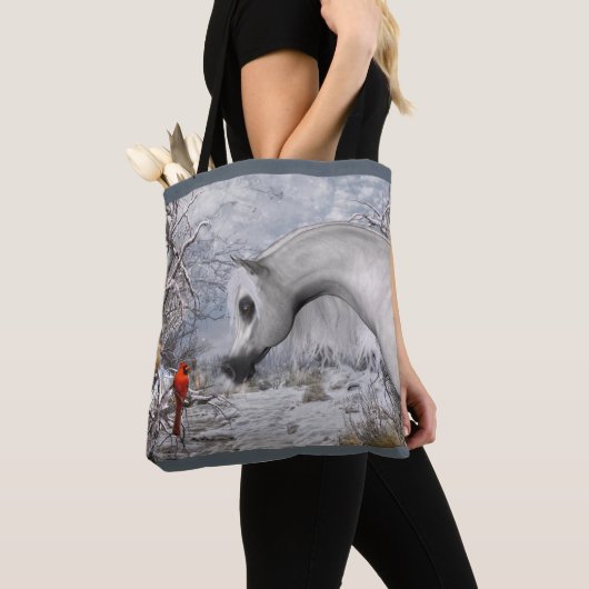 Winter Wonder Canvas tas, u kiest achtergrondkleur Tote Bag (Dichtbij)