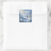 Winter Wonder Custom Greeting Jouw tekst Vierkante Sticker (Tas)