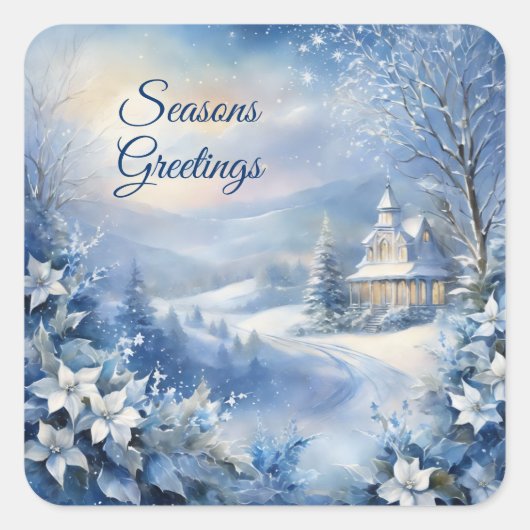 Winter Wonder Custom Greeting Jouw tekst Vierkante Sticker (Voorkant)