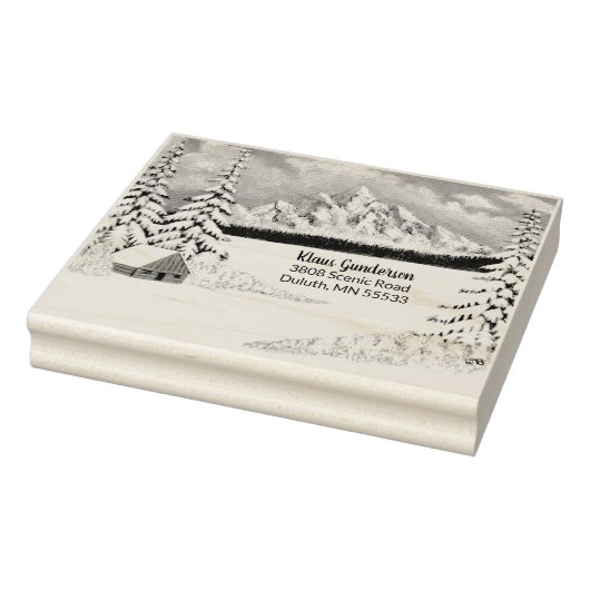 Winter Wonder Grote Hout Adres Stamp Rubberstempel (Stempel)