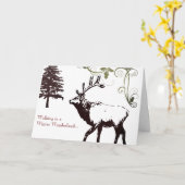 Winter Wonder Land Elk Prettige feestdagen Kerstmi Kaart (Gele Bloem)