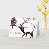 Winter Wonder Land Wild Elk Happy Birthday Kaart (Gele Bloem)