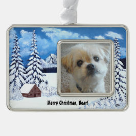 Winter Wonder Malshi Dog Framed Ornament