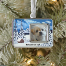 Winter Wonder Malshi-hond ingelijst ornament