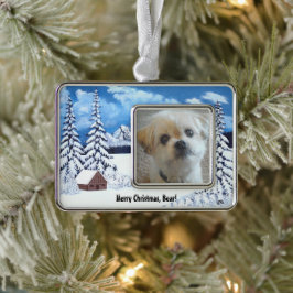 Winter Wonder Malshi-hond ingelijst ornament