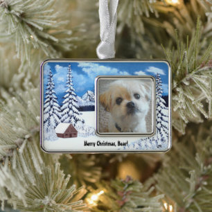 Winter Wonder Malshi-hond ingelijst ornament
