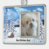 Winter Wonder Malshi-hond ingelijst ornament (Links)