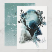 Winter Wonder Mystic Deer Peace on Earth Kerstmis Feestdagenkaart (Voorkant / Achterkant)