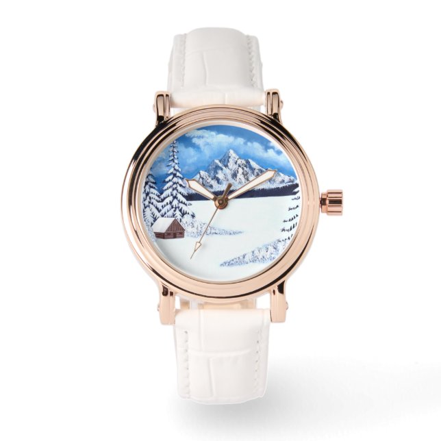 Winter Wonder Roos Gold  horloge (Voorkant)