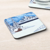Winter Wonder Scene Drank Coaster Bier Onderzetter (Linkerzijde)
