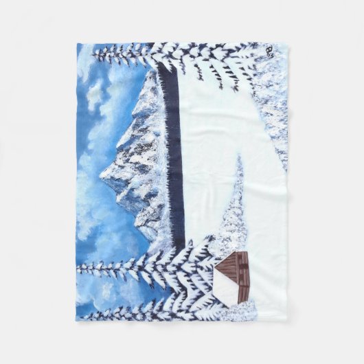 Winter Wonder Scene Fleece Deken (Voorkant)