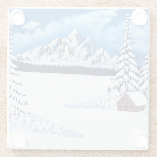 Winter Wonder Scene Glazen Onderzetter (Achterkant)