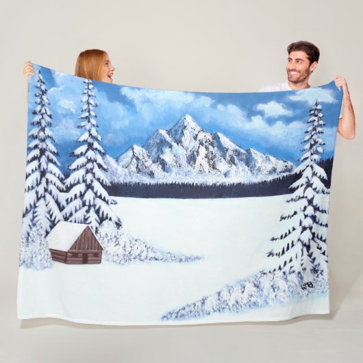 Winter Wonder Scene Grote Fleece Dekbed Deken (In situ)