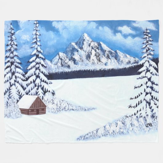 Winter Wonder Scene Grote Fleece Deken (Voorkant (Horizontaal))
