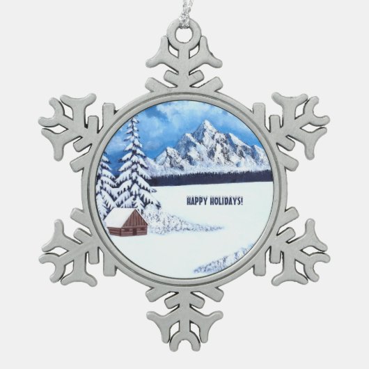Winter Wonder Scene Tin Sneeuwvlok Ornament (Voorkant)