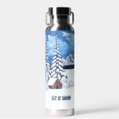 Winter Wonder Scene Zilver Geïsoleerd Waterfles (Voorkant)