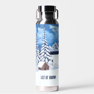 Winter Wonder Scene Zilver Geïsoleerd Waterfles