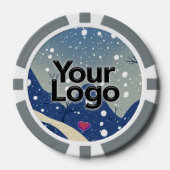 Winter Wonder Sneeuw Vogels Verliefd Roze Hart Poker Chips (Voorkant)