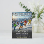 Winter Wonder Snowboard Verjaardagsfeestje Briefkaart (Staand voorkant)