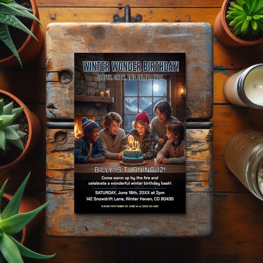 Winter Wonder Verjaardagsfeest Briefkaart