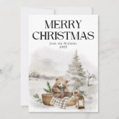 Winter Wonderla Elegante Waterverf Vrolijk Kerstfe Feestdagenkaart (Voorkant)