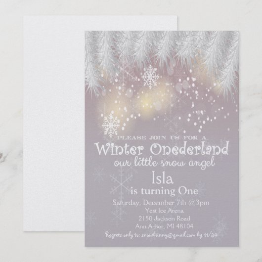 Winter Wonderland 1e Birthday Uitnodiging (Voorkant / Achterkant)