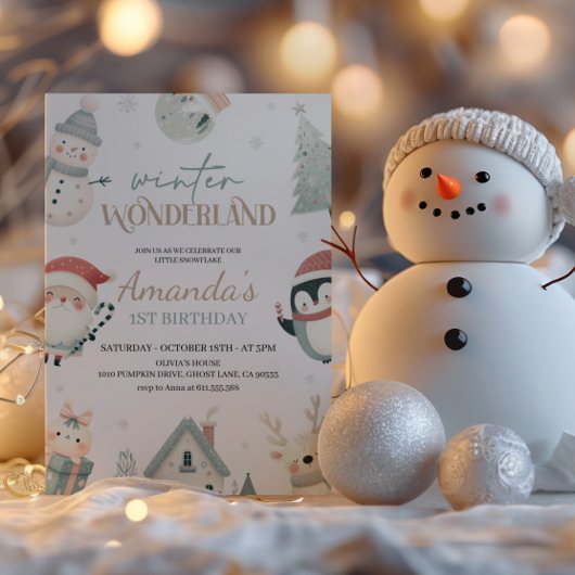 Winter Wonderland 1e Birthday Uitnodiging