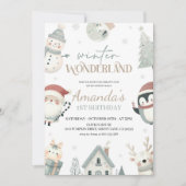 Winter Wonderland 1e Birthday Uitnodiging (Voorkant)