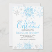 Winter Wonderland 1e verjaardag jongen blauw Kaart (Voorkant)