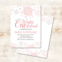 Winter Wonderland 1e verjaardag meisje roze zilver