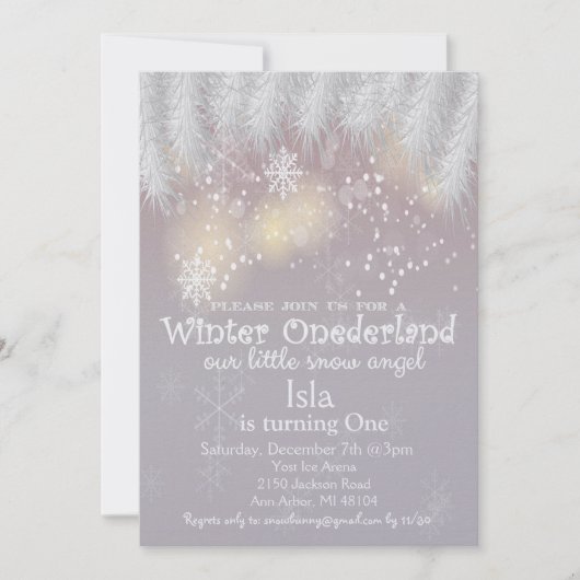 Winter Wonderland 1e verjaardagsuitnodiging Kaart (Voorkant)