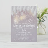 Winter Wonderland 1e verjaardagsuitnodiging Kaart (Staand voorkant)