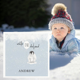 Winter Wonderland 1st Birthday Blue Paper Napkin Servet