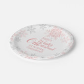 Winter Wonderland 1ste verjaardag Roze Snowflakes Papieren Bordje (Gekanteld)