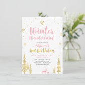Winter Wonderland 2e verjaardag uitnodiging - meis (Staand voorkant)
