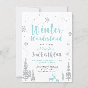 Winter Wonderland - 2e verjaardagsuitnodiging - Jo Kaart