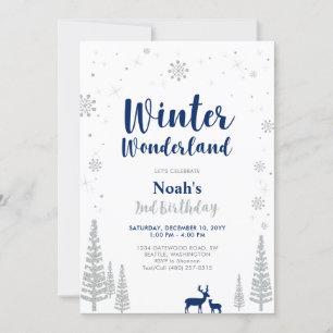 Winter Wonderland 2e verjaardagsuitnodiging voor j Kaart