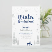 Winter Wonderland 2nd Boy Birthday Invitation Kaart (Staand voorkant)