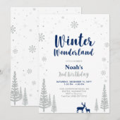 Winter Wonderland 2nd Boy Birthday Invitation Kaart (Voorkant / Achterkant)