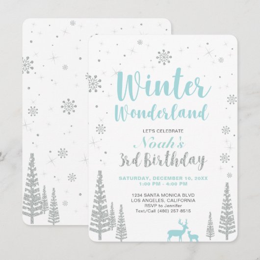 Winter Wonderland - 3e uitnodiging op feestdag - J (Voorkant / Achterkant)