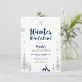 Winter Wonderland 3rd Boy Birthday Invitation Kaart (Staand voorkant)