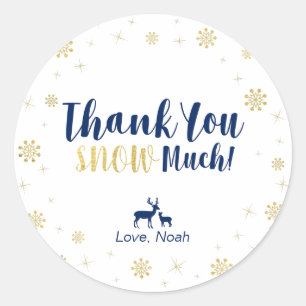 Winter wonderland, aangepaste gouden bedanksticker ronde sticker