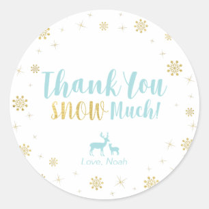 Winter wonderland, aangepaste gouden bedanksticker ronde sticker