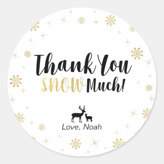 Winter wonderland, aangepaste gouden bedanksticker ronde sticker (Voorkant)