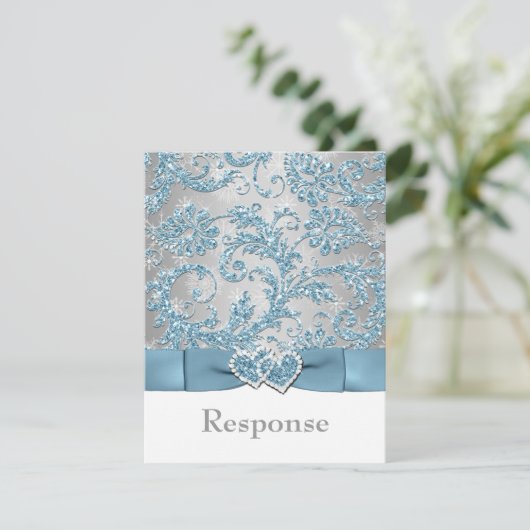 Winter Wonderland aangesloten bij harten RSVP-kaar RSVP Kaartje (Staand voorkant)