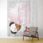 Winter Wonderland Afro Meisje Baby Shower Achtergr Wandkleed (In situ)
