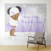 Winter Wonderland Afro Meisje Baby Shower Achtergr Wandkleed (In Situ (horizontaal))