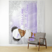 Winter Wonderland Afro Meisje Baby Shower Achtergr Wandkleed (In situ)